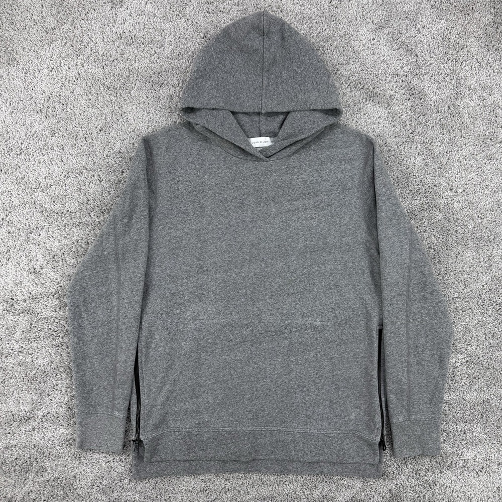 John Elliott Villain Hoodie Men 4 Gray Pullover Side Zips Made In USA Sweatshirt